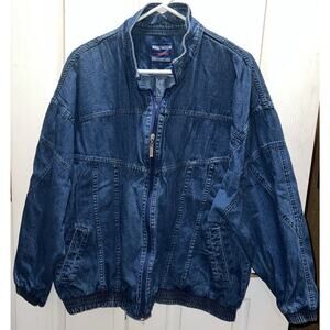 Vintage Bovattini Sportswear Bomber 90s Jean Jacket Womens XL Blue Full Zip